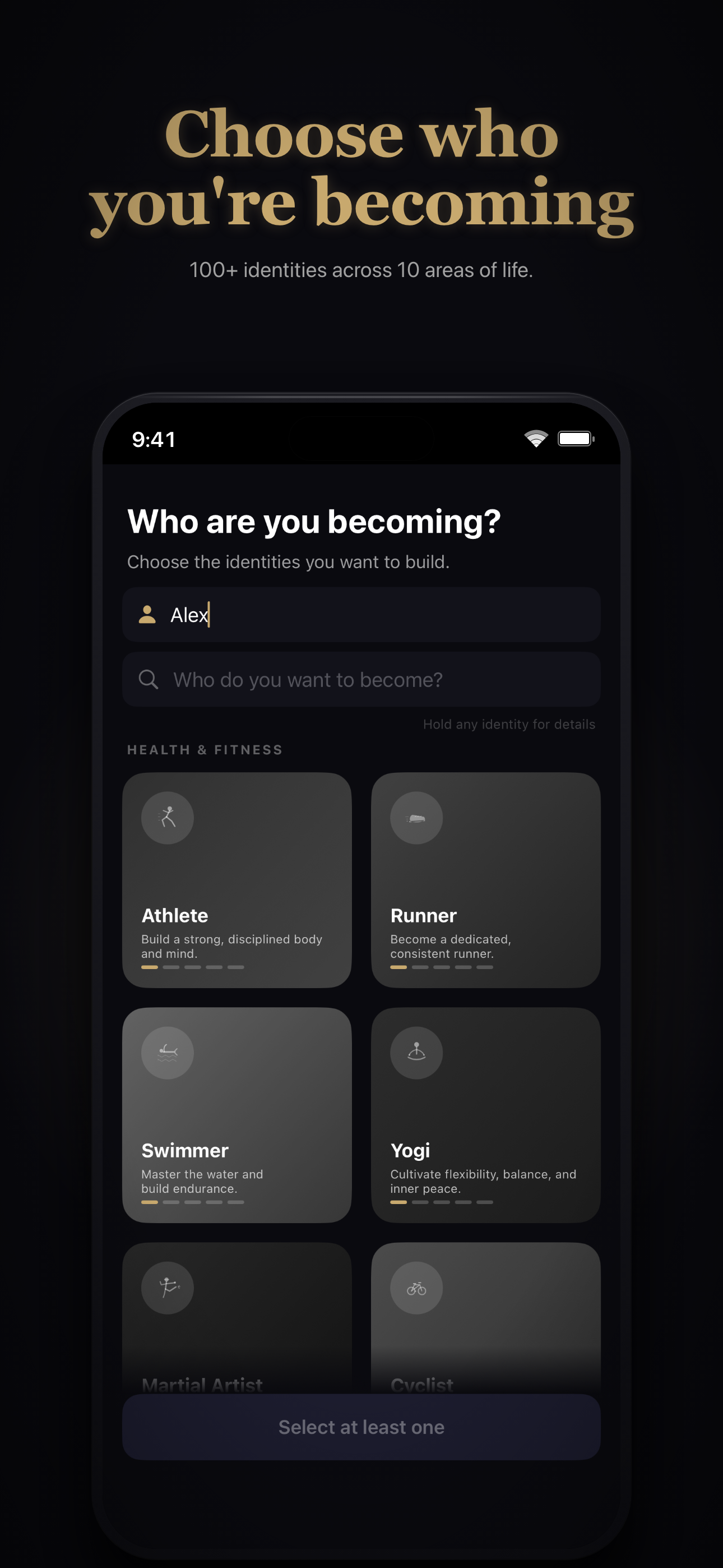 Identity selection